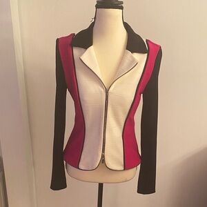 Joseph Ribkoff size 6 tri-colored jacket stretchy material